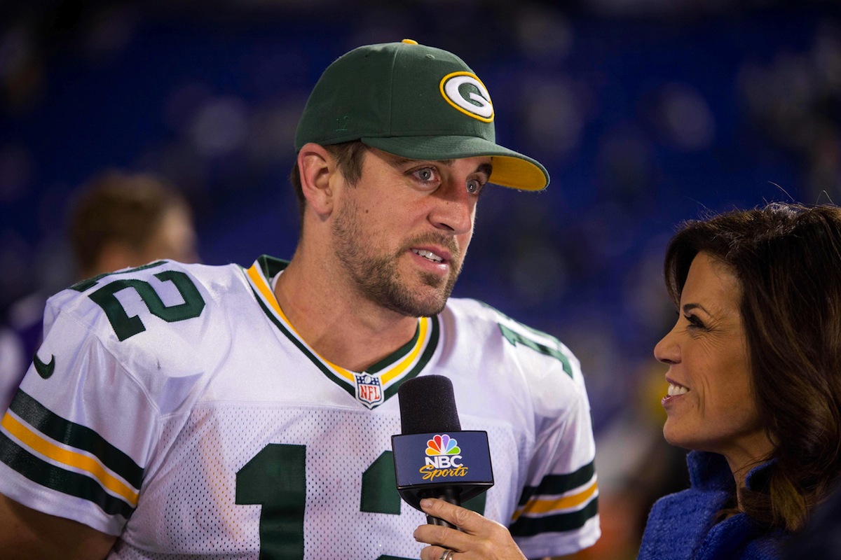 Green Bay Packers quarterback and NBC reporter Michelle Tafoya by Bruce Kluckhohn—USA TODAY Sports.