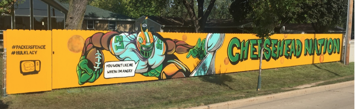 2015 Eddie Lacy u201cHulk Lacyu201d Cheesehead Nation Mural (installed on Packers Fence 2015)